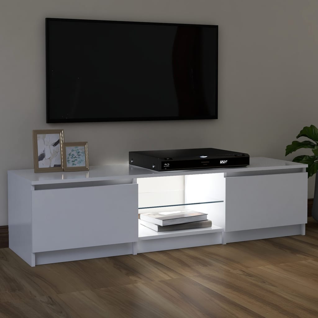 TV-Schrank mit LED-Leuchten Weiß 120x30x35,5 cm