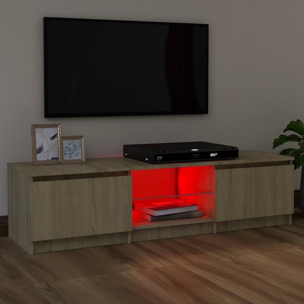 TV-Schrank mit LED-Leuchten Sonoma-Eiche 120x30x35,5 cm