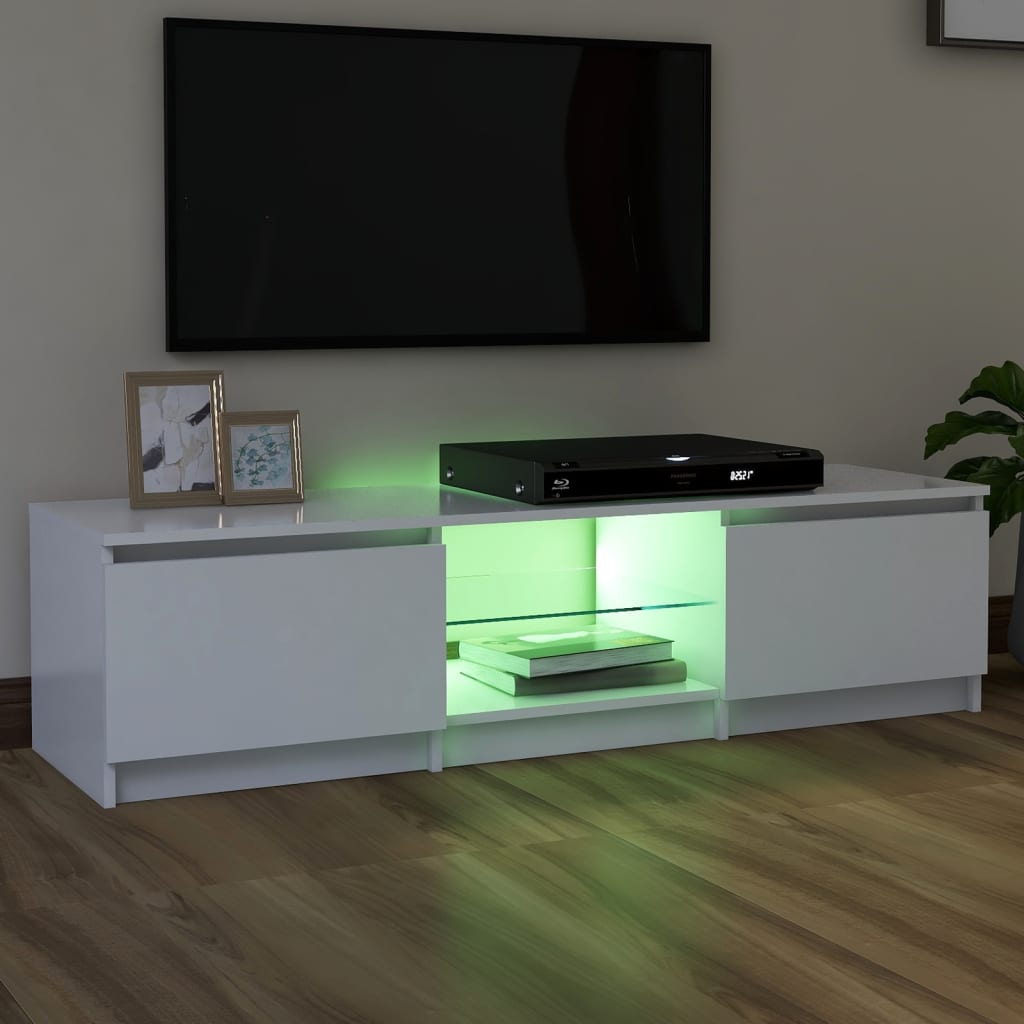 TV-Schrank mit LED-Leuchten Weiß 140x40x35,5 cm