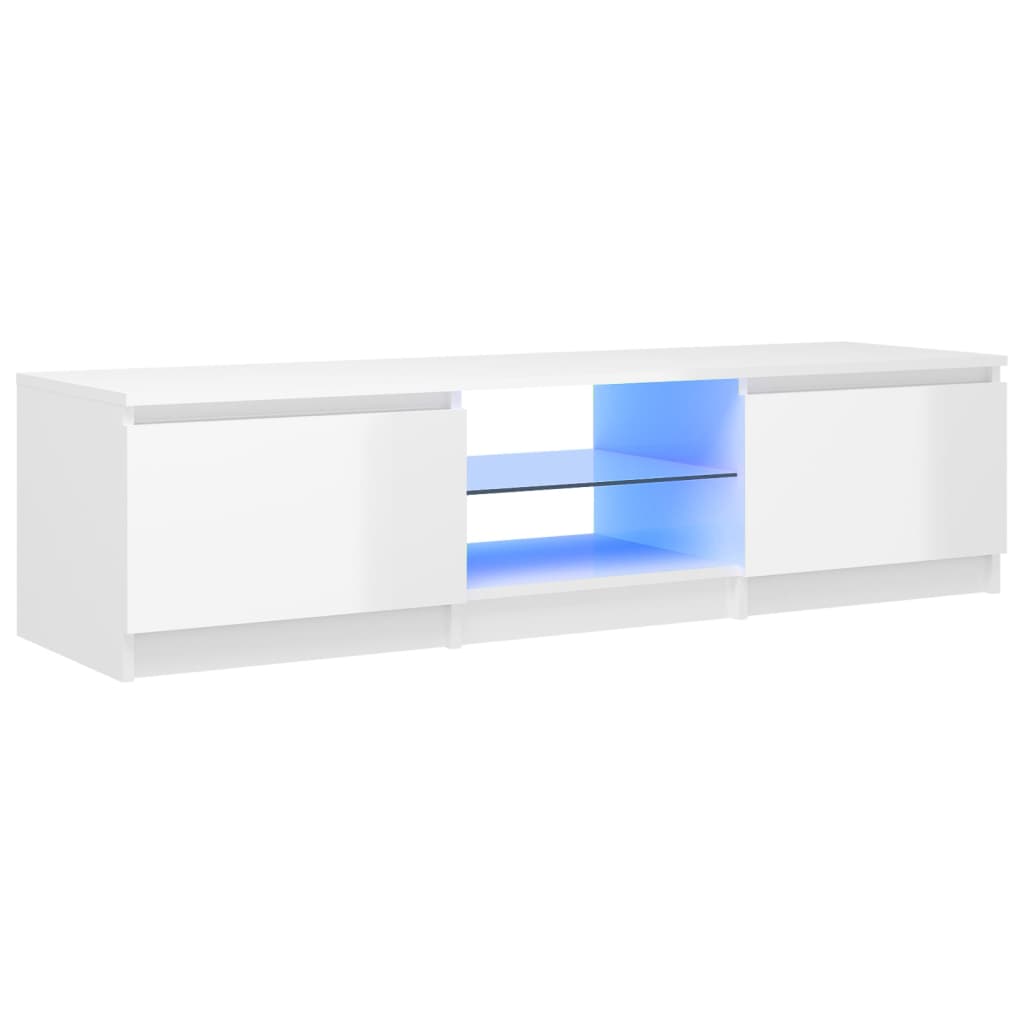 TV-Schrank mit LED-Leuchten Hochglanz-Weiß 140x40x35,5 cm