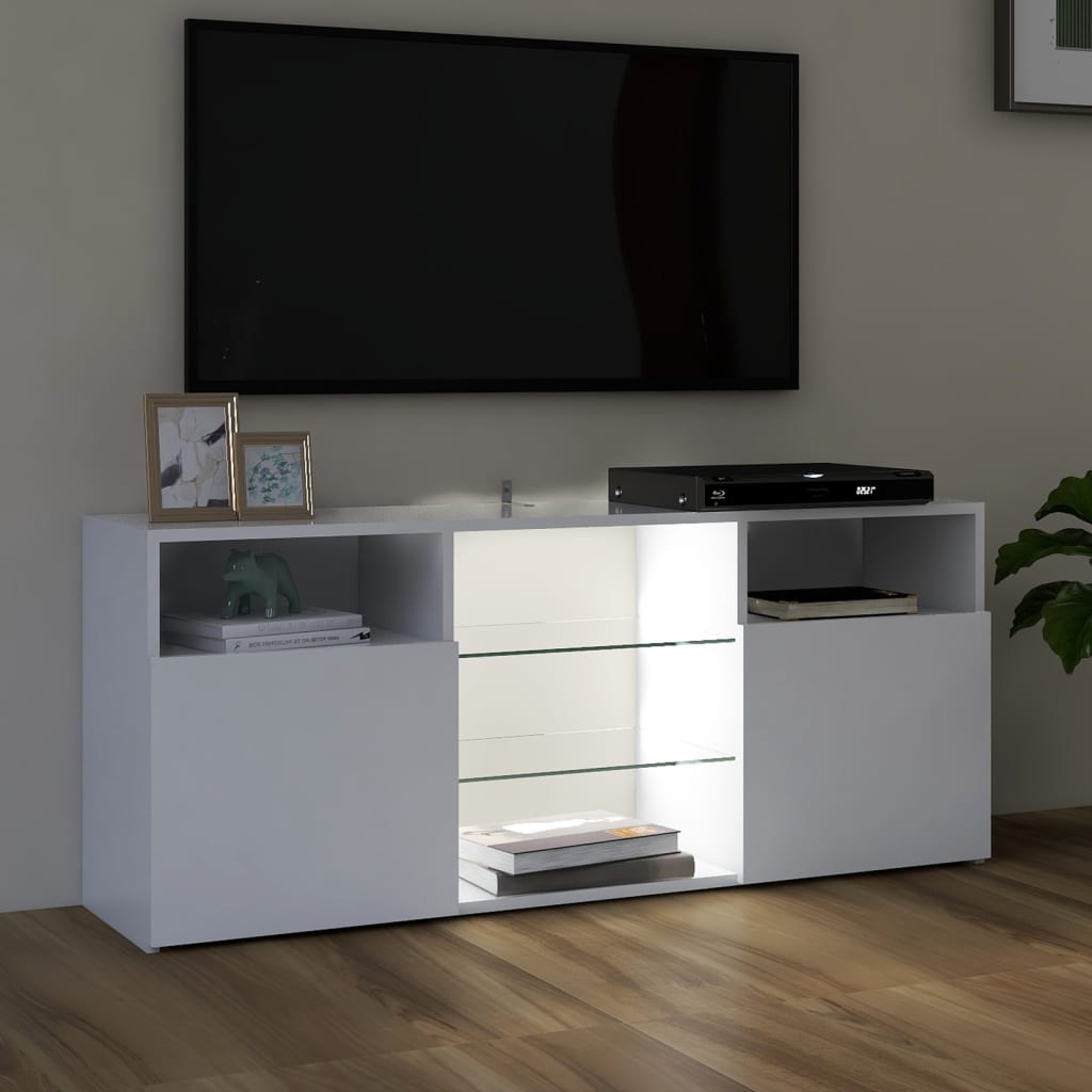 TV-Schrank mit LED-Leuchten Weiß 120x30x50 cm