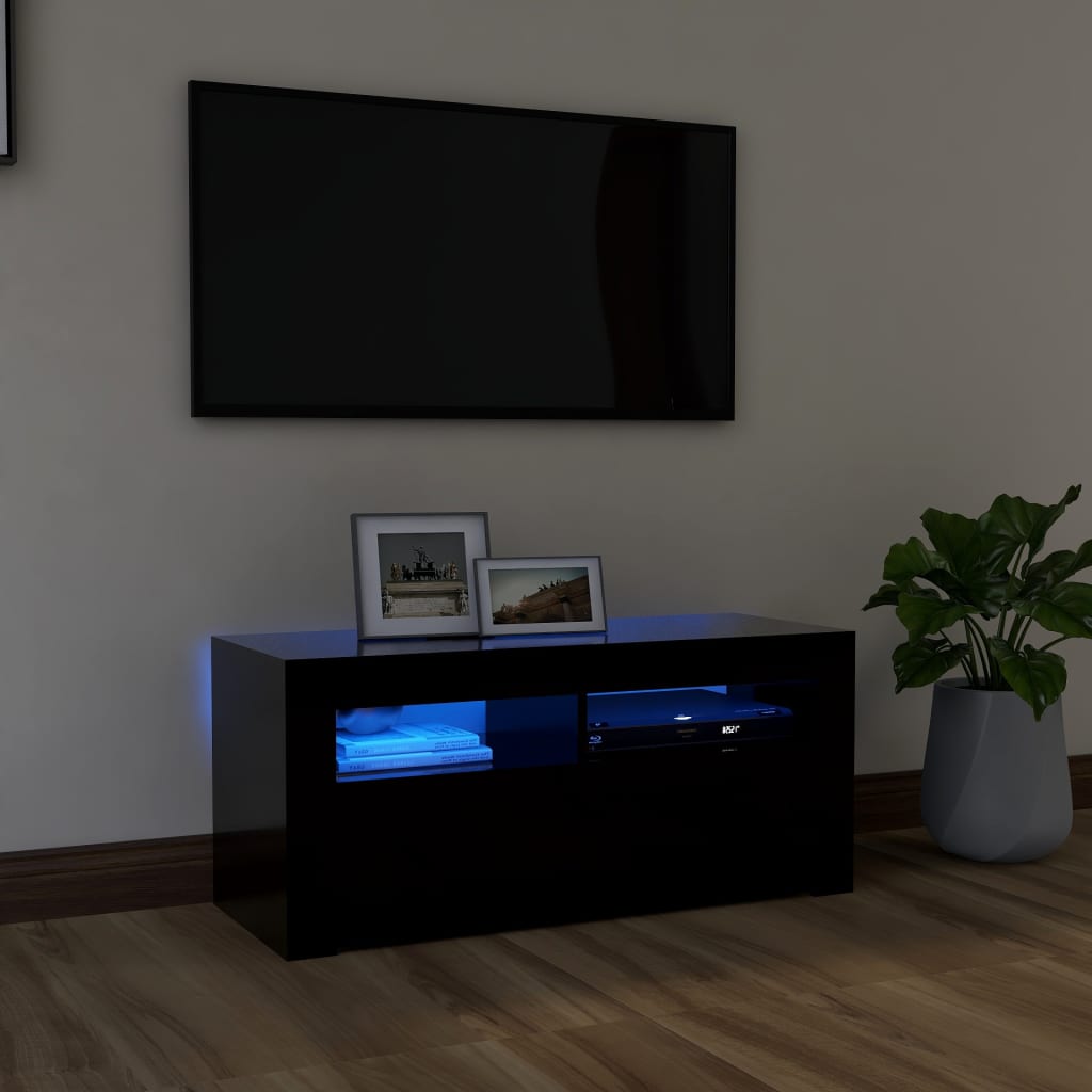 TV-Schrank mit LED-Beleuchtung Schwarz 90x35x40 cm