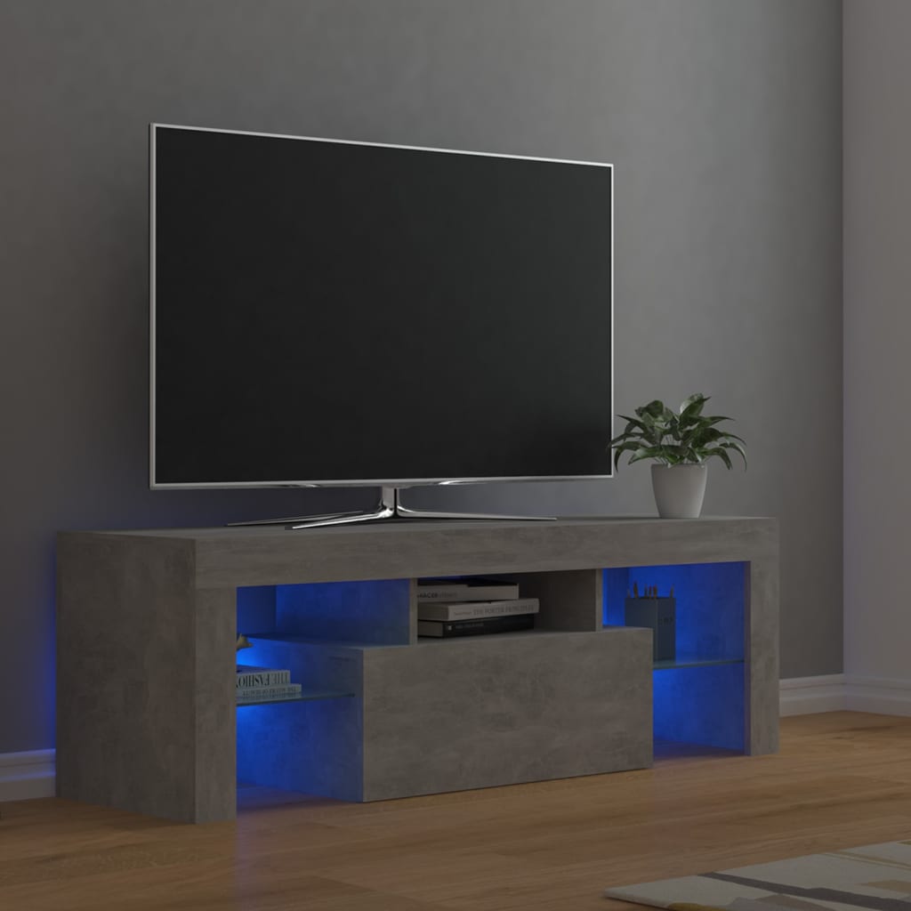 TV-Schrank mit LED-Beleuchtung Betongrau 120x35x40 cm