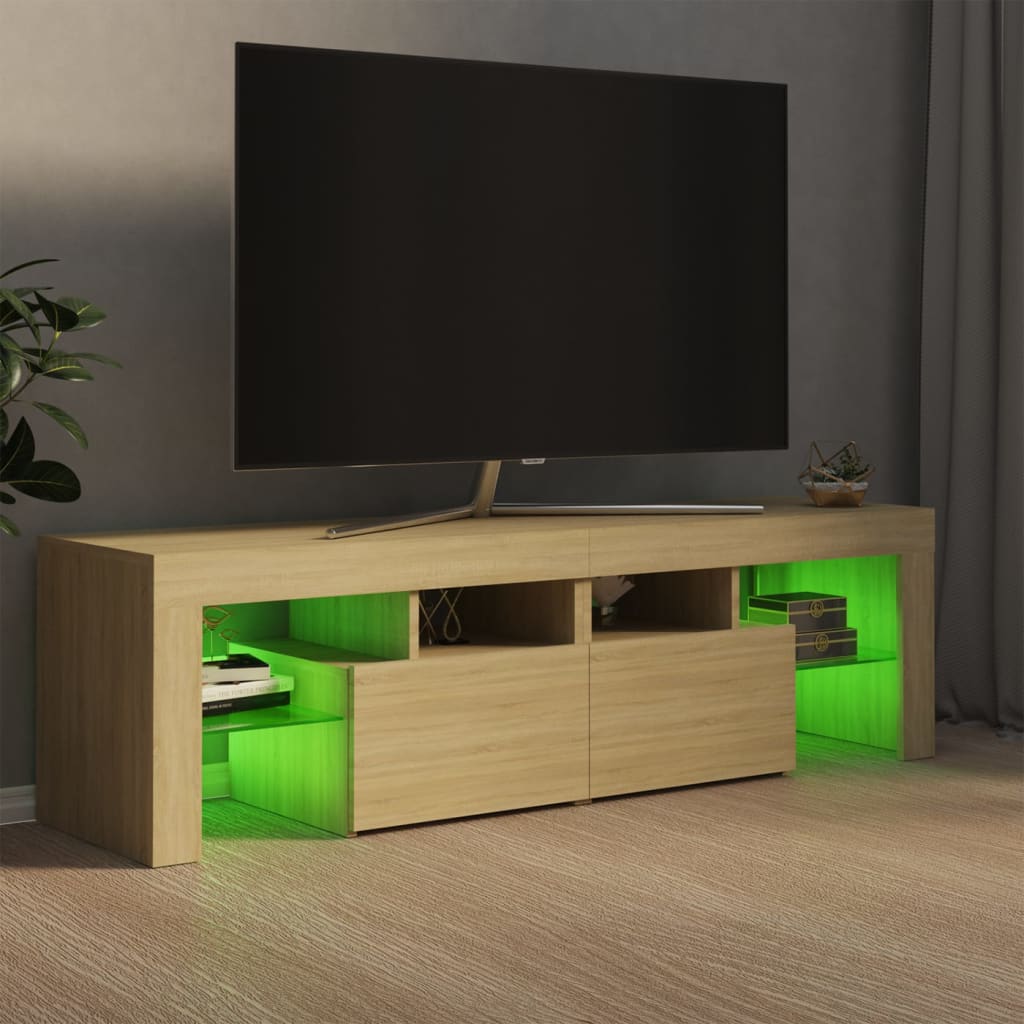 TV-Schrank mit LED-Beleuchtung Sonoma-Eiche 140x36,5x40 cm