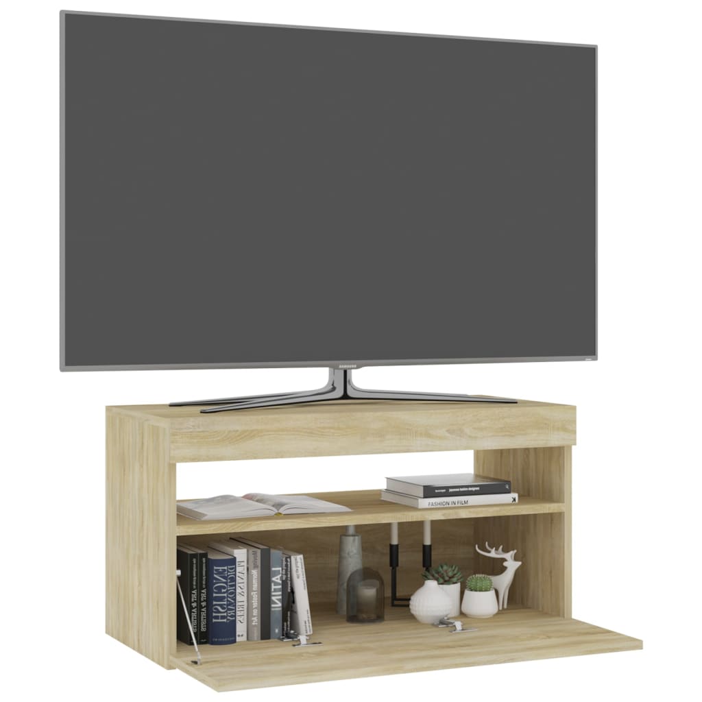 TV-Schrank mit LED-Leuchten Sonoma-Eiche 75x35x40 cm