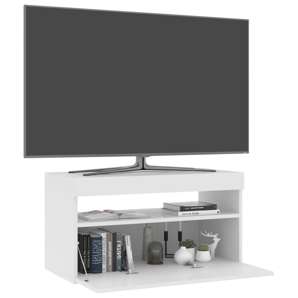 TV-Schrank mit LED-Leuchten Hochglanz-Weiß 75x35x40 cm