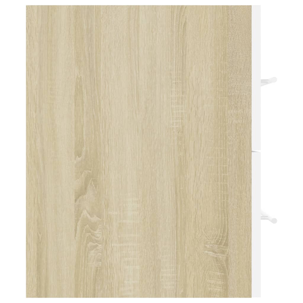 2-tlg. Badmöbel-Set Weiß und Sonoma-Eiche Holzwerkstoff
