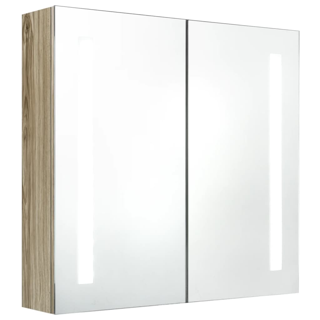 LED-Bad-Spiegelschrank Eichenoptik 62x14x60 cm