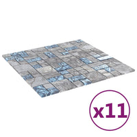 Thumbnail for Mosaikfliesen 11 Stk. Grau Blau 30x30 cm Glas