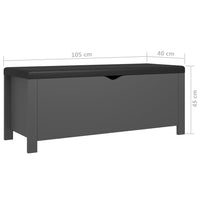 Thumbnail for Sitzbank mit Stauraum und Kissen Grau 105x40x45cm Holzwerkstoff