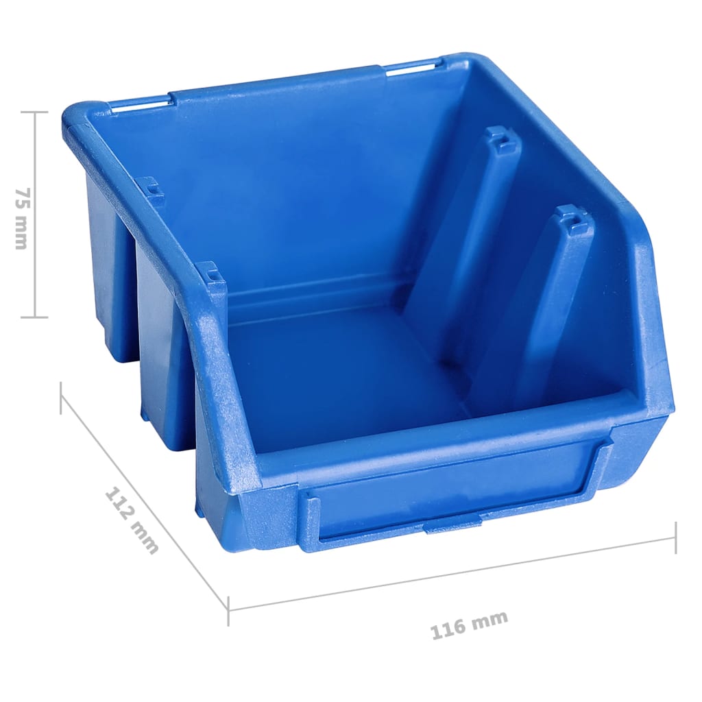 48tlg. Behälter-Set für Kleinteile mit Wandplatten Blau Schwarz