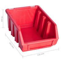 Thumbnail for 8-tlg. Behälter-Set für Kleinteile mit Wandplatte Rot Schwarz