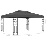 Thumbnail for Pavillon mit Doppeldach & LED-Lichterkette 3x4 m Anthrazit
