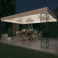 Thumbnail for Pavillon mit LED-Lichterkette 3x4 m Creme Stoff