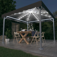 Thumbnail for Pavillon mit LED-Lichterkette 300x300 cm Anthrazit Aluminium
