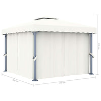 Thumbnail for Pavillon mit Vorhängen & LED-Lichterkette 3x3 m Cremeweiß