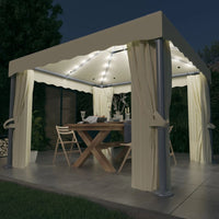Thumbnail for Pavillon mit Vorhängen & LED-Lichterkette 3x3 m Cremeweiß