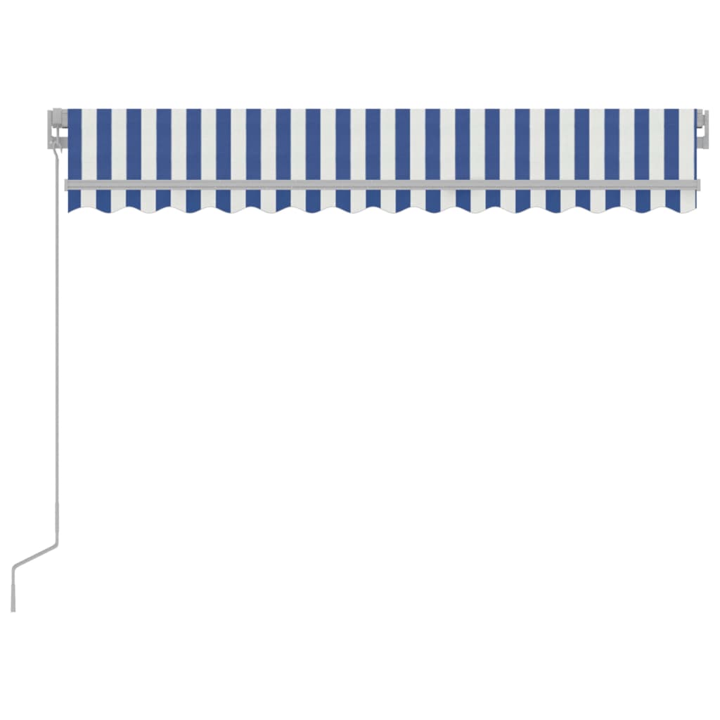 Markise Manuell Einziehbar mit LED 300x250 cm Blau und Weiß