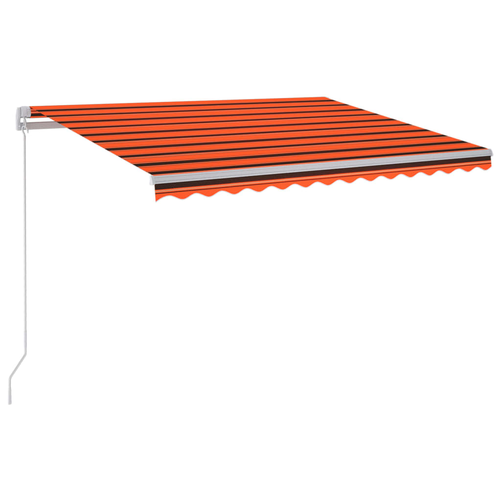 Markise Manuell Einziehbar mit LED 300x250 cm Orange und Braun