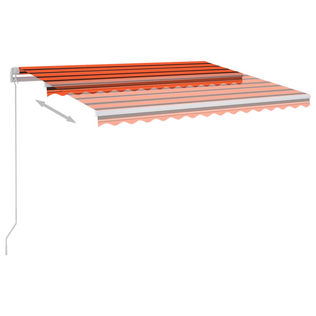 Markise Manuell Einziehbar mit LED 300x250 cm Orange und Braun
