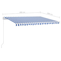Thumbnail for Markise Manuell Einziehbar mit LED 400x300 cm Blau und Weiß