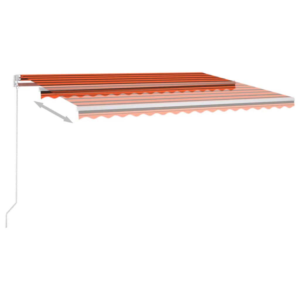 Markise Manuell Einziehbar mit LED 400x300 cm Orange und Braun