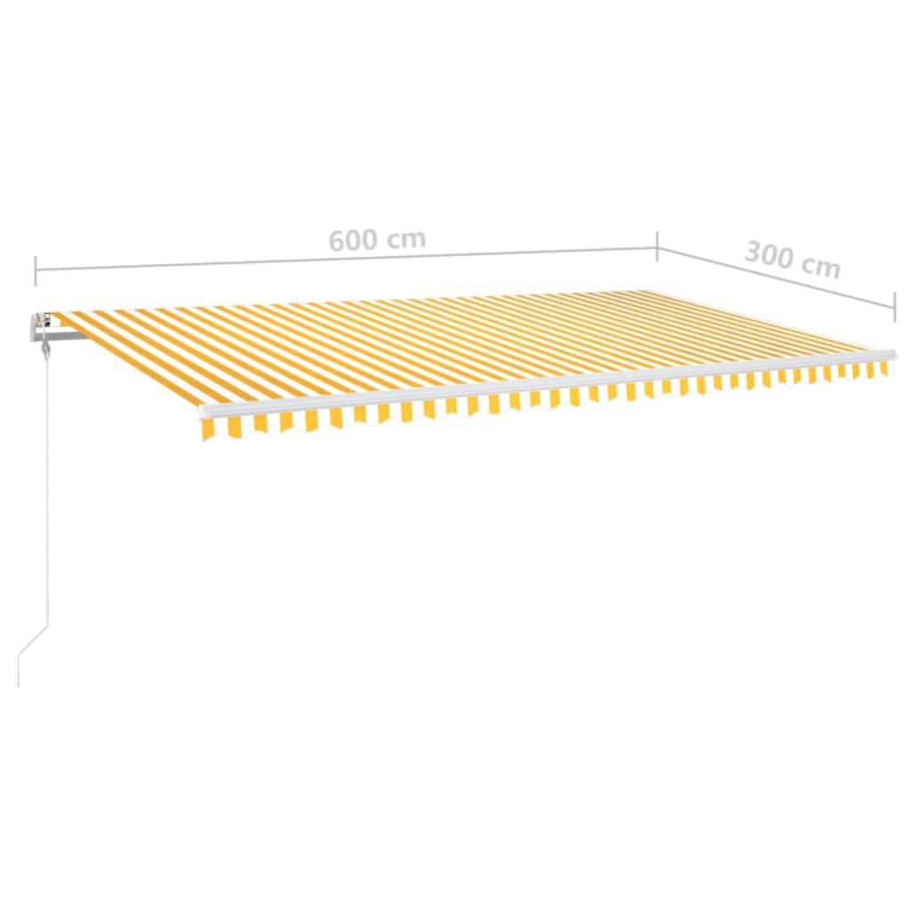 Automatische Markise mit LED & Windsensor 600x300 cm Gelb/Weiß