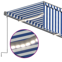 Thumbnail for Markise Automatisch mit Rollo LED Windsensor 3x2,5m Blau Weiß