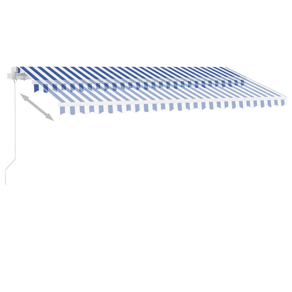 Markise Manuell Einziehbar mit LED 400x300 cm Blau Weiß