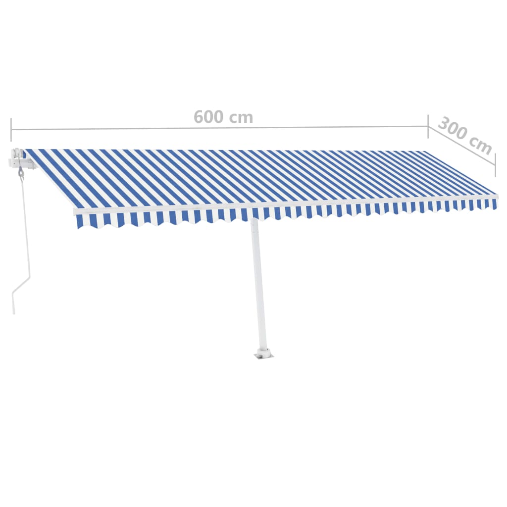 Standmarkise Automatisch 600x300 cm Blau/Weiß