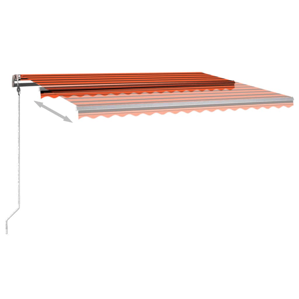 Markise Manuell Einziehbar mit LED 400x300 cm Orange und Braun