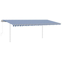 Thumbnail for Gelenkarmmarkise Automatisch mit Pfosten 6x3 m Blau und Weiß