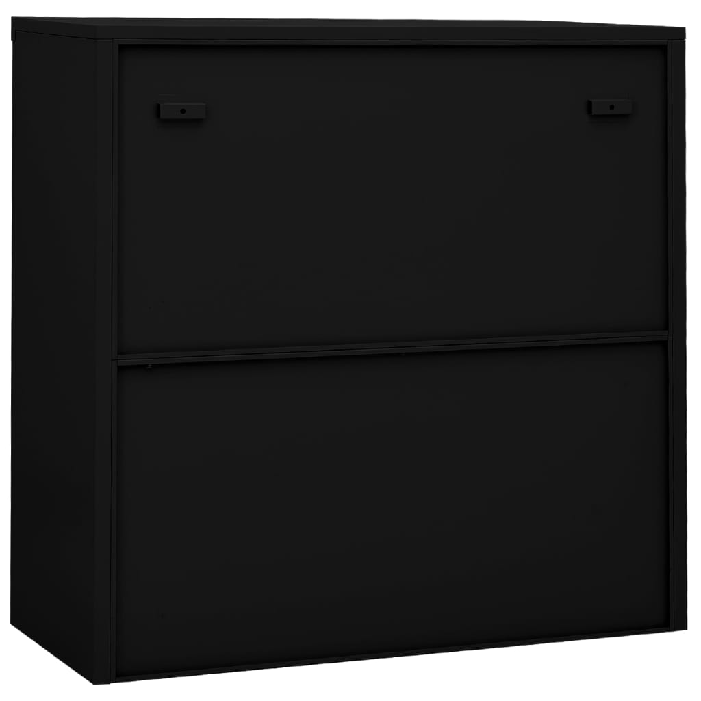 Büroschrank mit Schiebetür Schwarz 90x40x90 cm Stahl