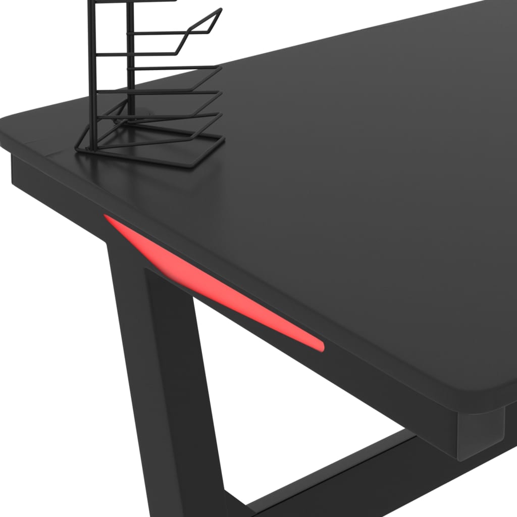 Gaming-Schreibtisch mit LED und Z-Gestell Schwarz 110x60x75 cm