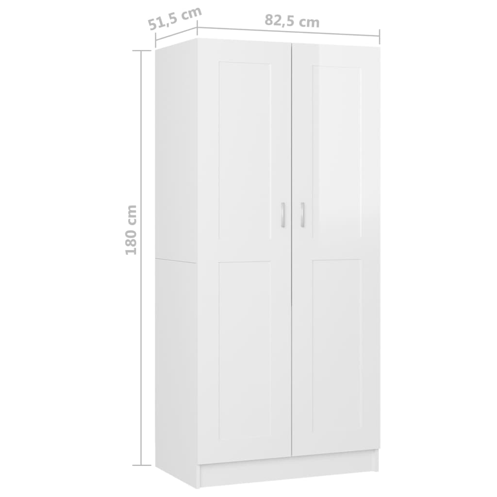 Kleiderschrank Hochglanz-Weiß 82,5x51,5x180 cm Holzwerkstoff