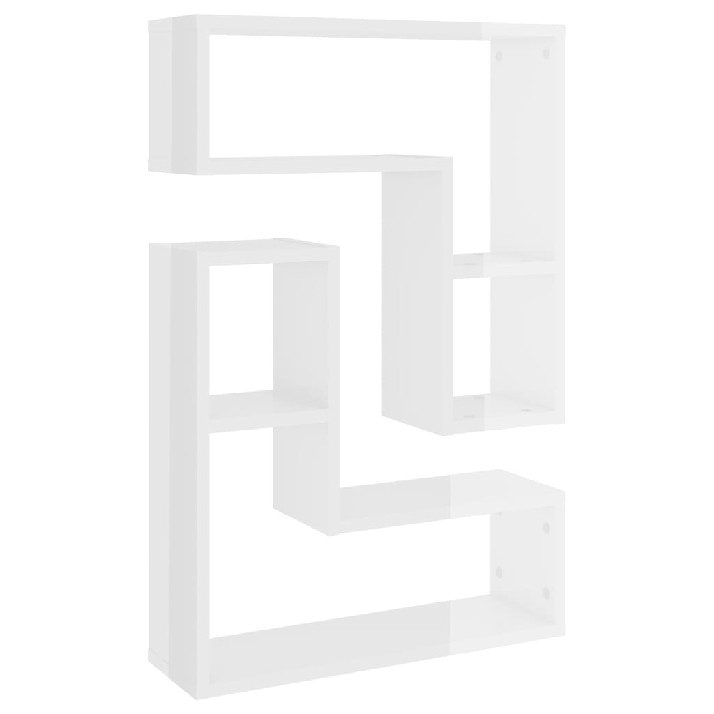 Wandregale 2 Stk. Hochglanz-Weiß 50x15x50 cm Holzwerkstoff