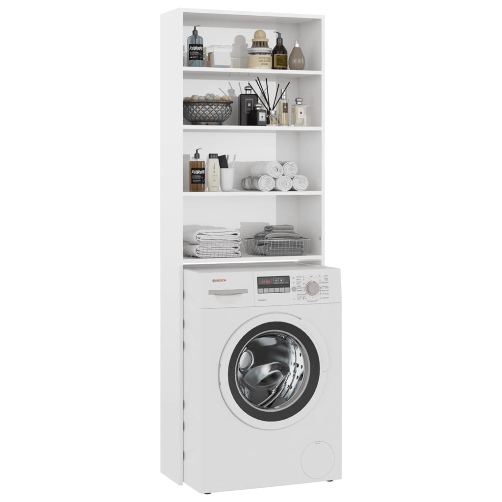 Waschmaschinenschrank Hochglanz-Weiß 64x24x190 cm