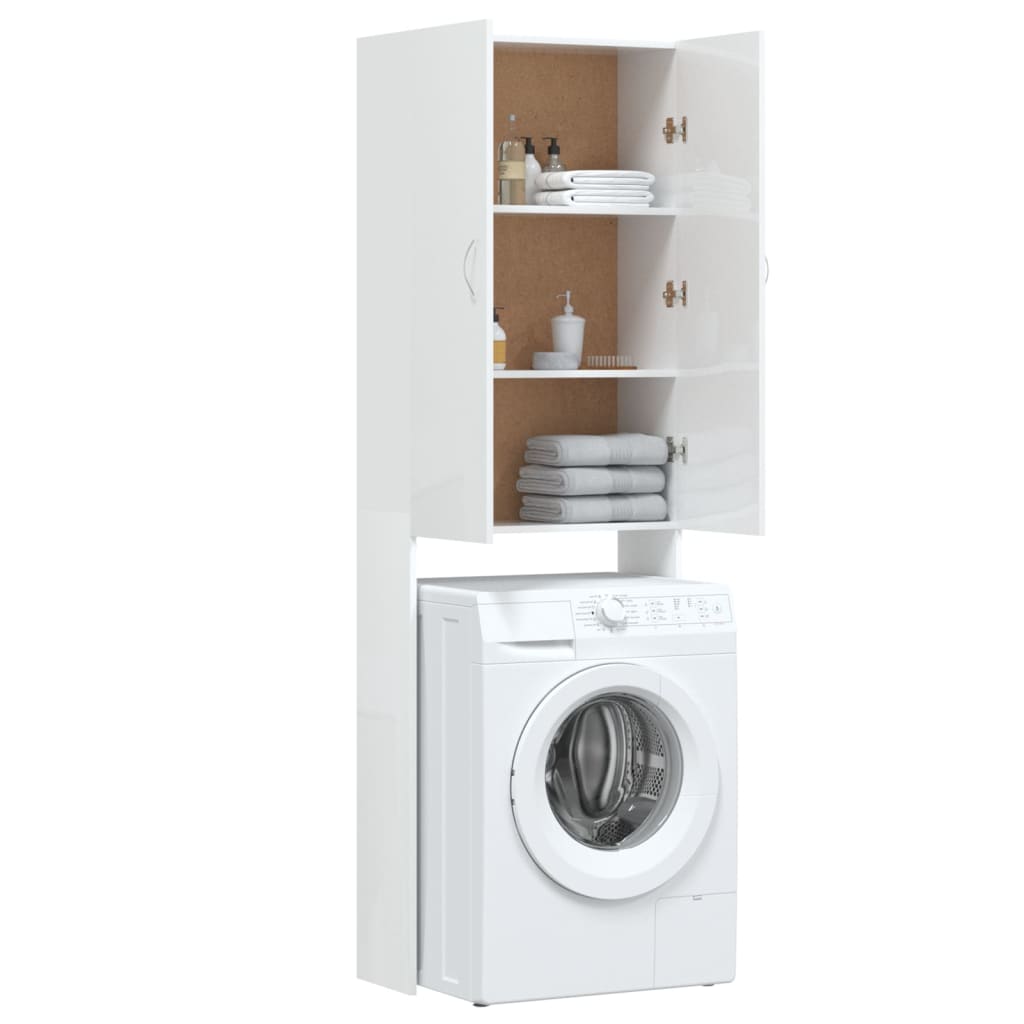Waschmaschinenschrank Hochglanz-Weiß 64x25,5x190 cm