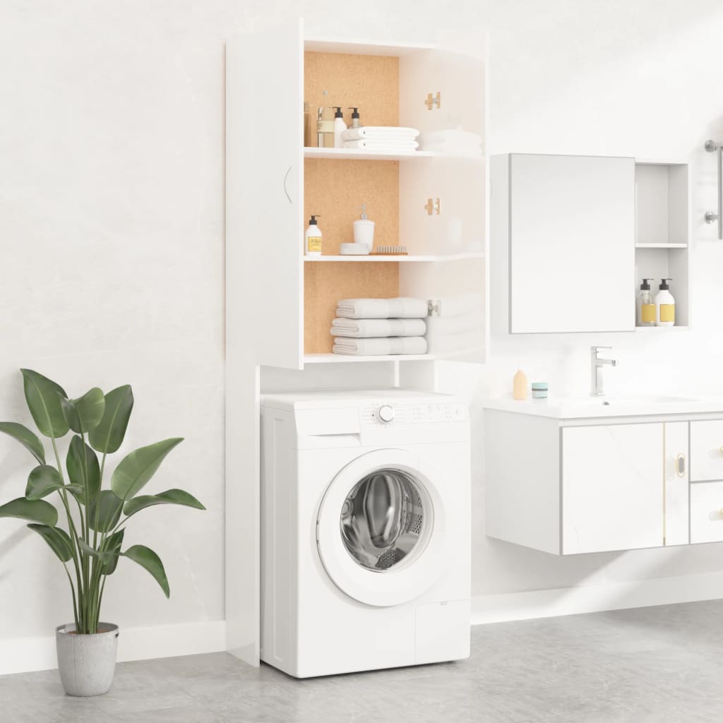 Waschmaschinenschrank Hochglanz-Weiß 64x25,5x190 cm