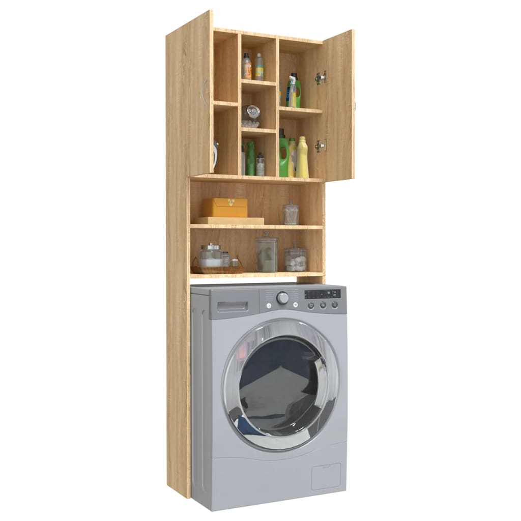 Waschmaschinenschrank Sonoma-Eiche 64x25,5x190 cm