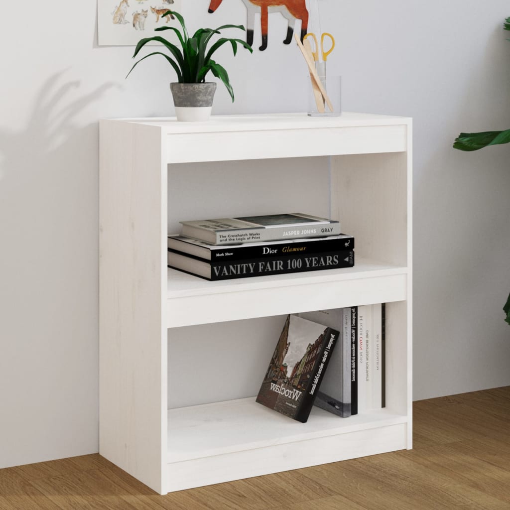 Bücherregal/Raumteiler Weiß 60x30x71,5 cm Massivholz Kiefer