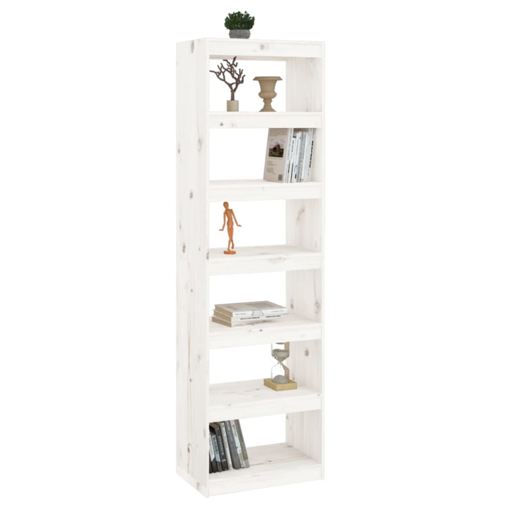 Bücherregal/Raumteiler Weiß 60x30x199,5 cm Massivholz Kiefer