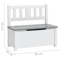 Thumbnail for Kinderbank mit Stauraum Weiß und Grau 60x30x55 cm MDF