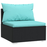 Thumbnail for 3-Sitzer-Sofa mit Auflagen Schwarz Poly Rattan