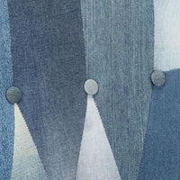 Thumbnail for Sessel mit Hocker Blau Denim Patchwork Canvas