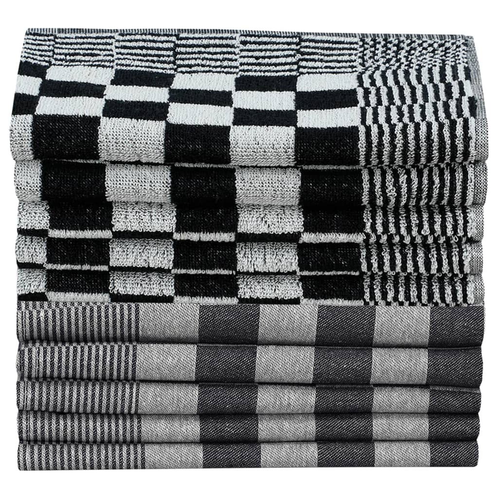 20-tlg. Handtuch-Set Schwarz und Weiß Baumwolle