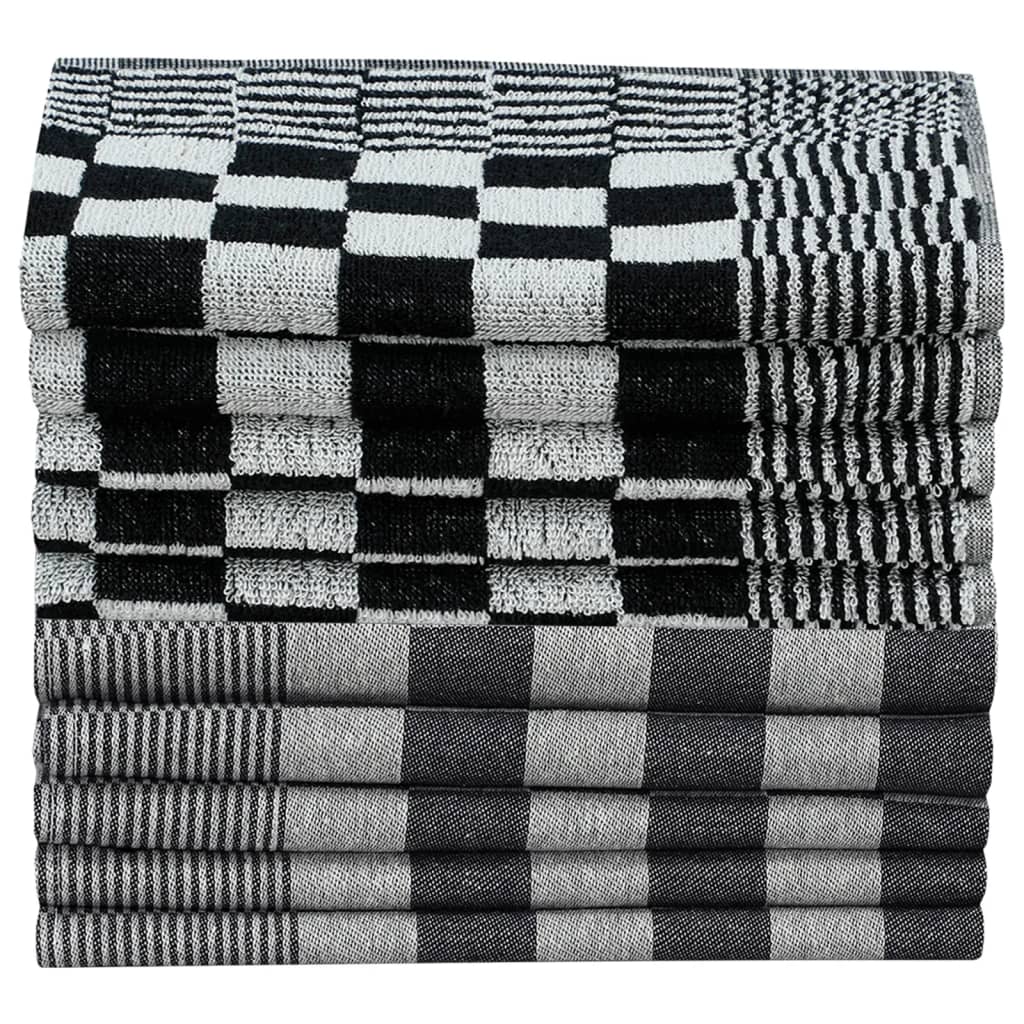 50-tlg. Handtuch-Set Schwarz und Weiß Baumwolle
