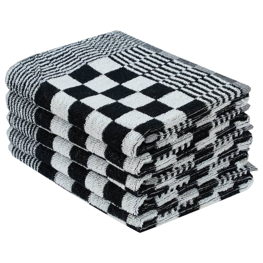 50-tlg. Handtuch-Set Schwarz und Weiß Baumwolle