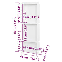 Thumbnail for Duschnische mit 3 Fächern Mattweiß 41x99x9 cm