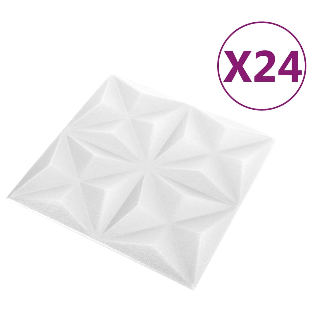 3D-Wandpaneele 24 Stk. 50x50 cm Origami-Weiß 6 m²